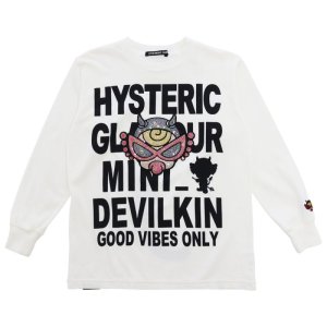 画像1: 2023秋冬　　HystericMini　DEVILKIN スパンコール長袖Tシャツ　　00：ホワイト (1)