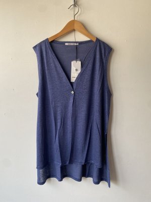 画像1: Lilou&Lily 　 BELGIUM LINEN LONG VEST   C:BLUE   size:38 (1)