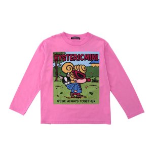 画像1: Hystericmini　MINI&J ALWAYS TOGETHER 長袖Tシャツ　　25；ピンク (1)