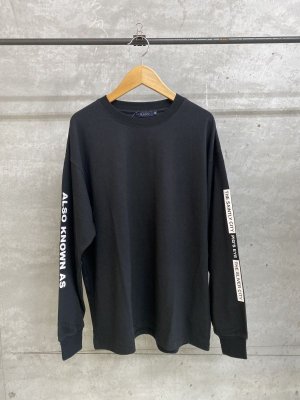 画像1: GLAZOS  　　USAコットン・袖ロゴバックプリントビッグ長袖Tシャツ　　80：黒 (1)