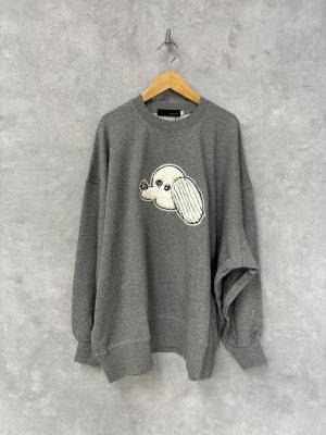 画像1: nunuforme 　inuinuファーワッペントレーナー　　GRAY (1)