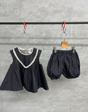 画像1: toi toi toi    ダヤントップスセット　　navy (1)