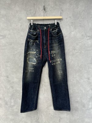 画像1: 2024秋冬　DENIMDUNGAREE　　　12ozHOME MADEデニム ラクガキ イージー PN　　4；紺 (1)