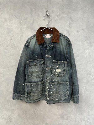 画像1: 2024秋冬　DENIMDUNGAREE　 8OZデニム カバーオール　4；紺 (1)