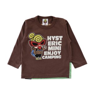 画像1: MY FIRST HYSTERIC　MINI'S CAMPING JOURNEY 長袖Tシャツ  　70；ブラウン (1)