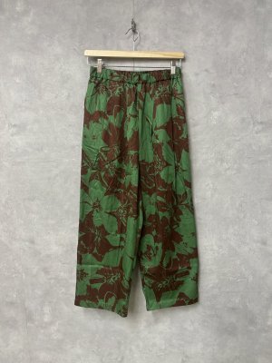 画像1: Lilou&Lily 　COTTON RAYON WIDE TUCK PANTS　B.GREEN　 size:38 (1)