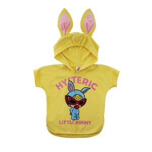 画像1: MY FIRST HYSTERIC　LITTLE BUNNY HOODIE耳付き 半袖Tシャツ　61；レモンイエロー　FREE(80-90cm) (1)