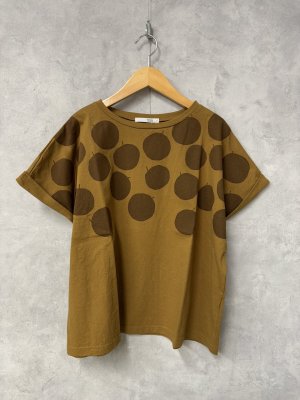 画像1: NATURAL LAUNDRY  　空紡天竺　リンゴpt Tシャツ　　640：ブラウン　　サイズ2 (1)