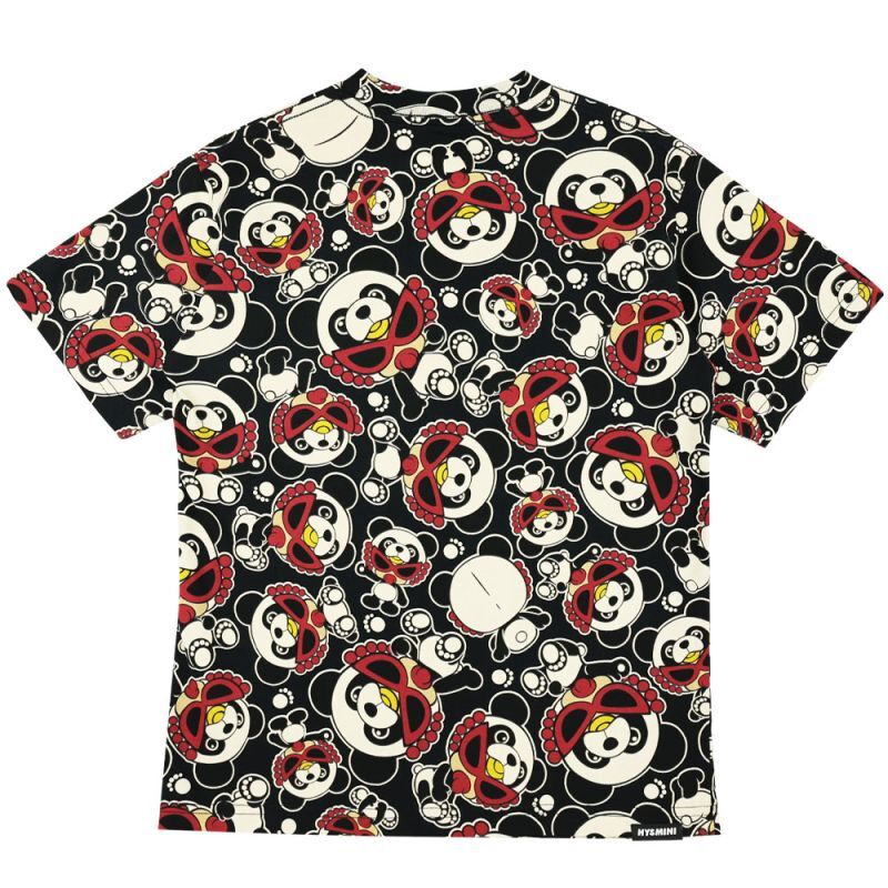 Hystericmini PANDA MINI 総柄 BIG Tシャツ 14；ブラック 12341144