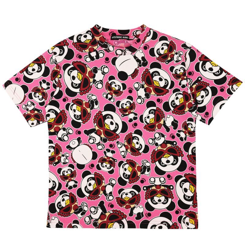 Hystericmini PANDA MINI 総柄 BIG Tシャツ 29；ピンク 12341144