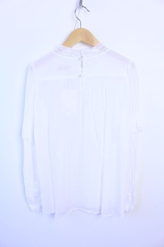 30%off Bon Vieux Temps コットンシフォンレースブラウス 10；white