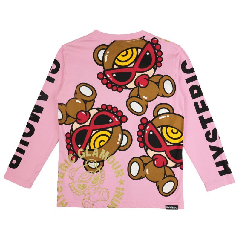 Hystericmini TEDDY MINI 袖LOGO 長袖Tシャツ 25；ピンク 12340132