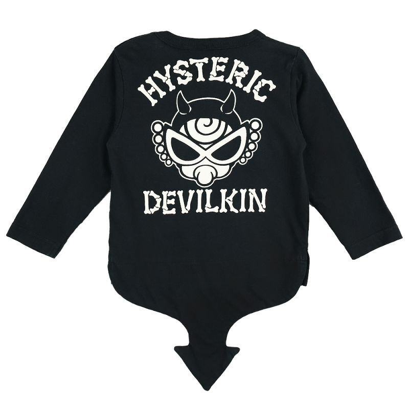 MY FIRST HYSTERIC DEVILKIN しっぽ付き 長袖Tシャツ 10；ブラック