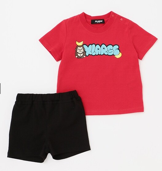 XLARGE KIDS バナナ＆ファニーゴリラ半袖Tシャツ＋ショーツSET 9432505